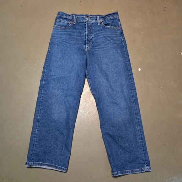 Levi's Button Fly‎ Ribcage Straight Ankle Jeans in Summer Slide Women's Size 31 - Picture 2 of 7